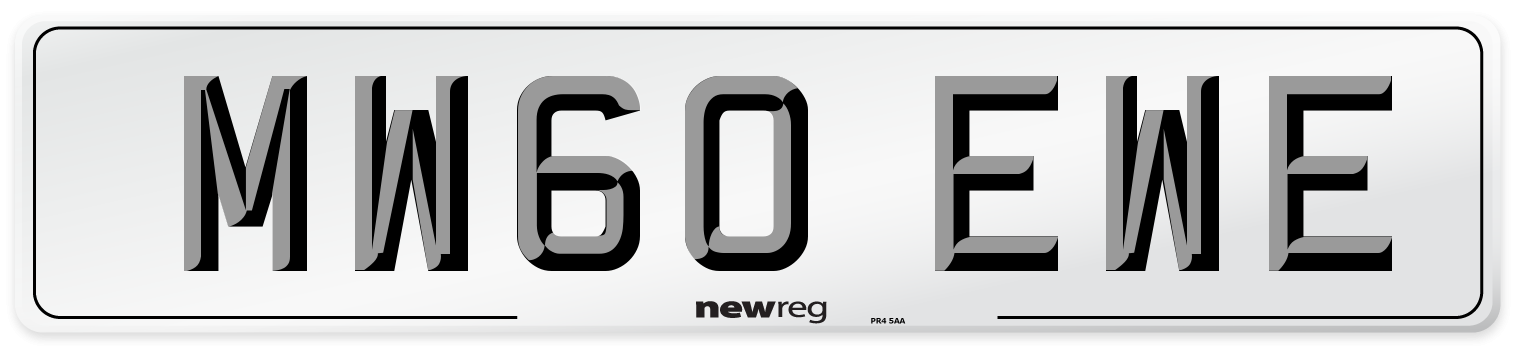 MW60 EWE Number Plate from New Reg